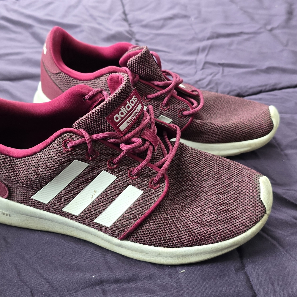 Adidas Women's Burgundy and White Sneakers